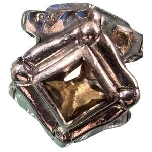 Chamilia Sterling Silver 925 Square Citrine Yellow Stone Bead Charm